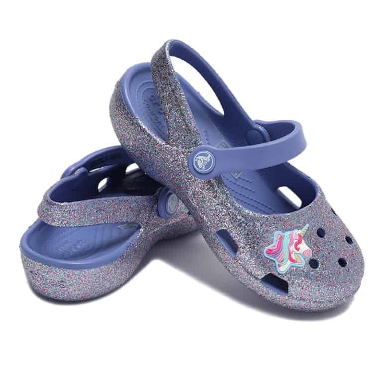 Crocs Classic Glitter Charm Mary Jane Clog Kids Navy