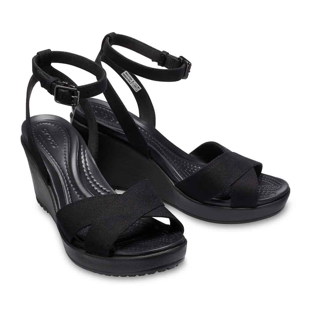 Crocs Leigh II Ankle-Strap Wedge Women Black Crocs Leigh II Ankle-Strap Wedge Women Black