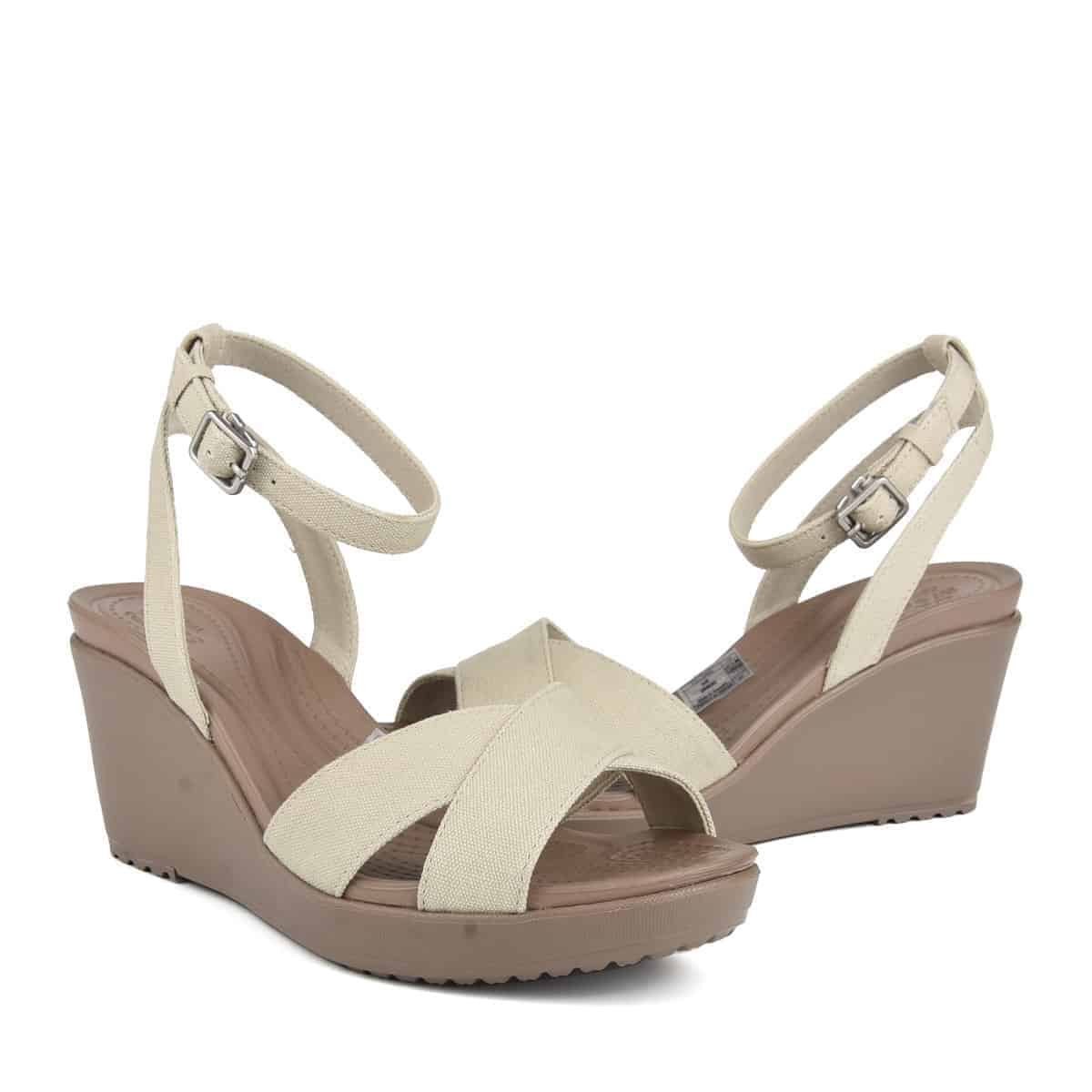 Crocs Leigh II Ankle-Strap Wedge Women Cream