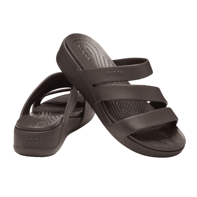 Crocs Montery Strappy Wedges Women Dark Brown