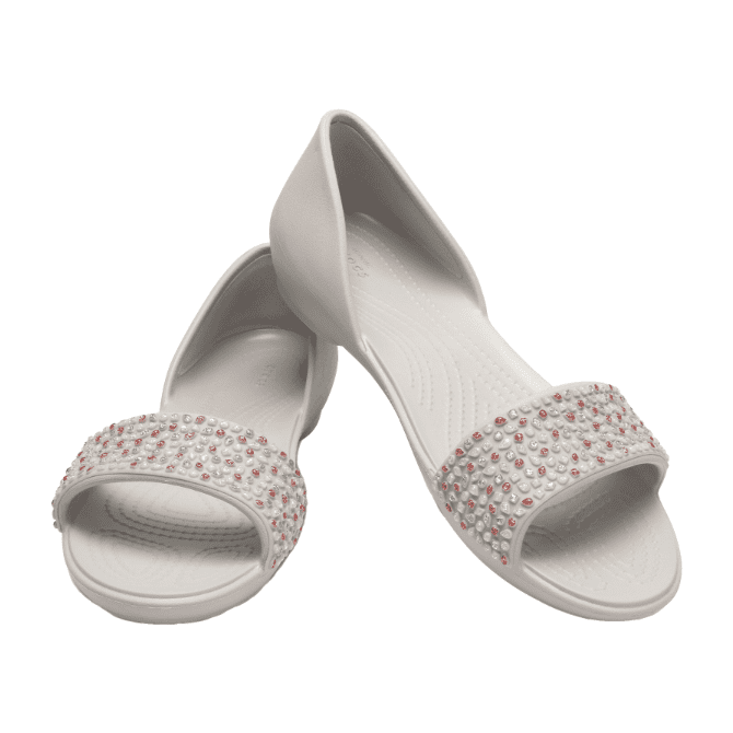 Crocs Lina Embellished Dorsay Flat Women Pearl White